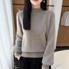2026 Autumn/Winter Pure Wool Thickened Knitwear: Women's Long Sleeve Hollow Sweater with Half-High Collar