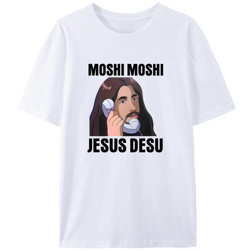 HOT SALE Moshi Moshi Jesus Desu, Jesus Calls A Japanese T-shirt Costume with Humorous Humorous References To Vintage