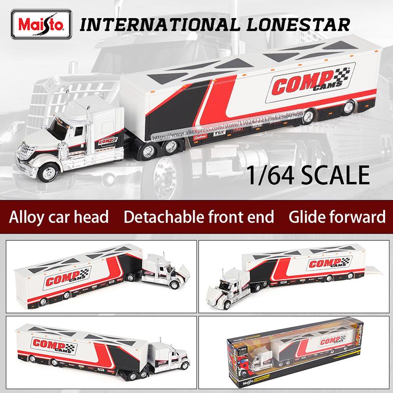 AAZW1 Maisto 1:64 1993 454 INTERNATIONAL LONESTAR Transport Casting Manufacturing Trailer Model Simulation Model Alloy Car Collection