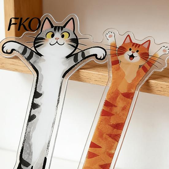 Cat Design Bookmark 5Pcs Acrylic Long Bookmark, Book Mark for Reading Women & Waterproof Men, Decorative Kitten Page Marker, Gifts Readers Lovers