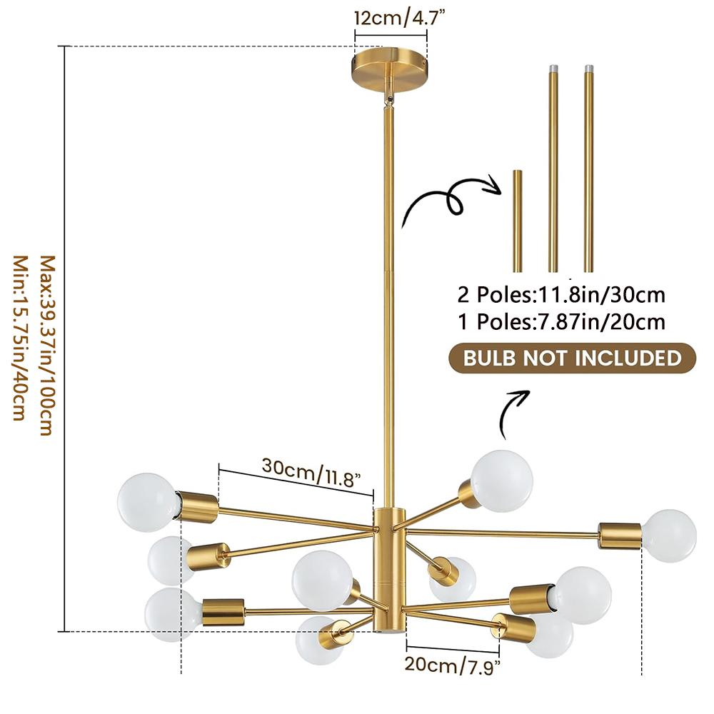 Современная люстра Спутник, 10-ламповая золотая люстра для столовой, регулируемые по высоте потолочные светильники, люстра в стиле фермерского дома для кухонного острова 10 heads