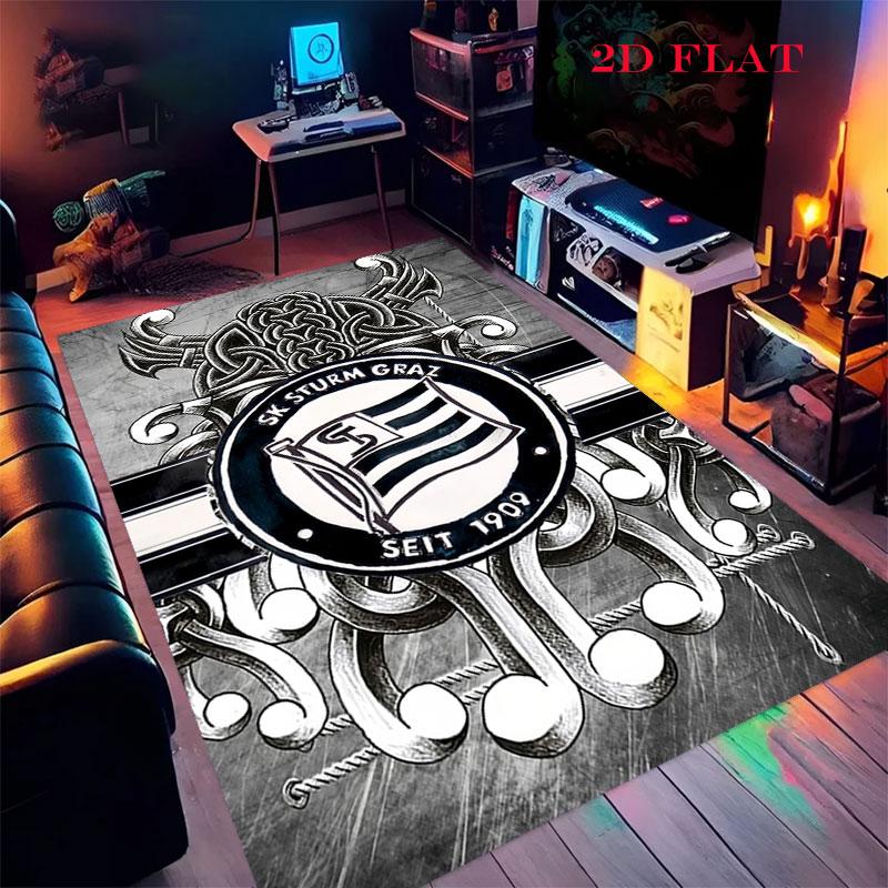 Poster SK Sturm Graz Tappeto per Soggiorno Camera da Letto Casa Decorazione Divano, Tappetino Antiscivolo per Giochi Bambini