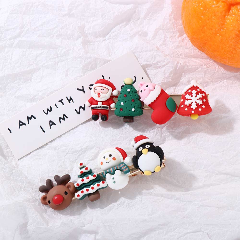 Children Cute Kids Gifts Christmas Hair Clip Elk Headwear Santa Claus Hairpin Hair Accessories