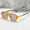 Vintage Square Sunglasses for Men Fashion 2023 Retro Double Bridge Male Sun Glasses Eyewear Hollow Trendy  Design Shades