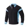 Autumn Winter Casual Texture Corduroy Fabric Contrasting Single Breasted Long Sleeved Men's Fashion Casual POLO Shirt