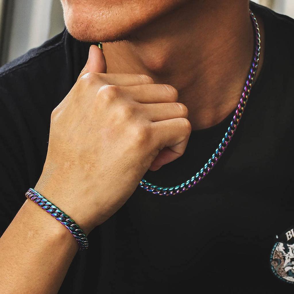 Hiphop 10mm Stainless Steel Curb Chain Bracelet For Men Women Fashion Cuban Link Chain Bracelet Unisex Wrist Jewelry Bangle Gift