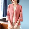 Qianlian V-Neck Knit Cardigan for Middle-Aged Women