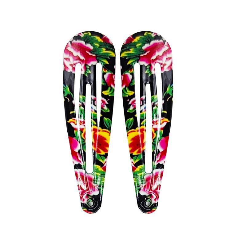 

Стильный набор цветочных аксессуаров для волос: Зажим BB, зажим для окрашенной челки, боковой зажим и зажим в форме капли воды. 5CM чёрный