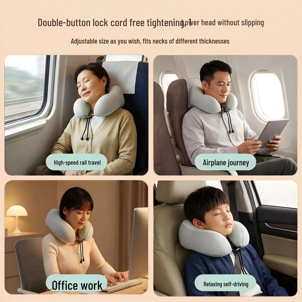 U-Shaped Memory Foam Travel Neck Pillow for Sleep & Airplane Headrest