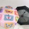 Colorful Butterfly Print Automatic Opening/Closing Umbrella with Foldable Design, Iron Frame Outdoor Rain Gear for Festivals, Travelers, Dai