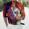 Fashion Long Sleeve Lapel Button Up Plus Size Shirt Men 3d Print Blouse