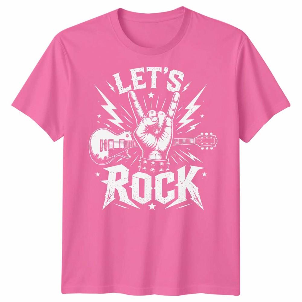 Kids Lets Rock Rockstar T Shirt Guitar Band Day Rock N Roll School Tee