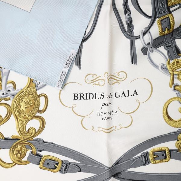 HERMES Carre90 BRIDES de GALA silk scarf silk light blue Women Used