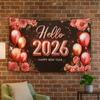 Black Gold Party Backdrop Glitter Pink Event Decoration 2026 New Year Banner  Family Portrait