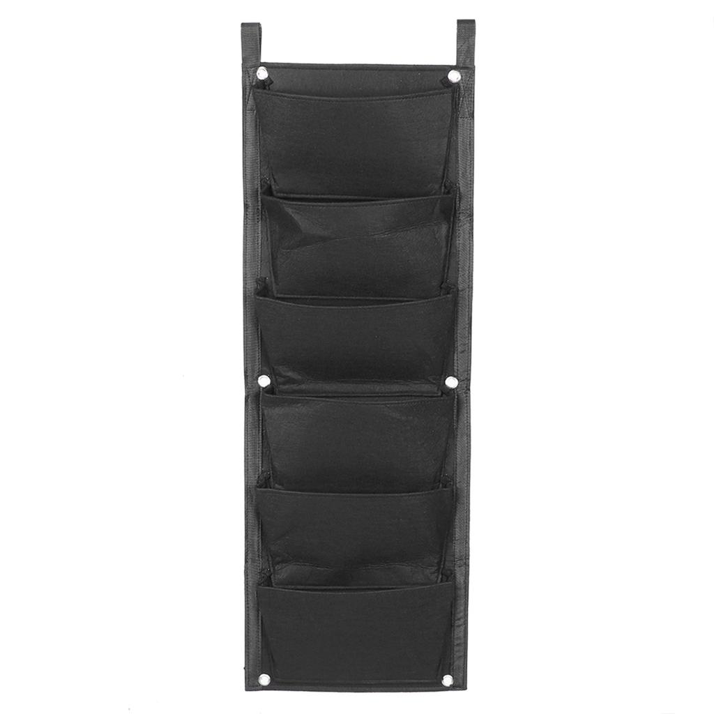 6 Pockets Vertical Plant Grow Bags Container Wall Hanging Planter for Outdoor GardenBlack