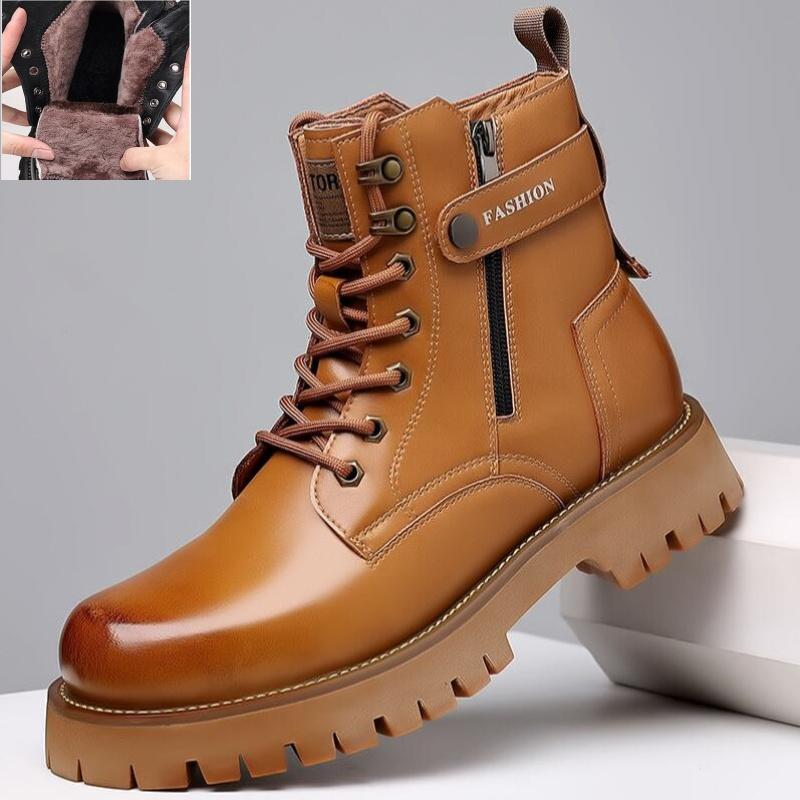 

Мужские зимние ботильоны, американские высокие, из натуральной кожи, для улицы, с хлопковой шерстяной плюшевой подкладкой, подошва из коровьей кожи, рабочая обувь, короткие ботинки 45