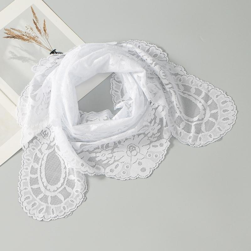 Floral Lace Edge Scarf Comfortable Head Cover Strong Polyester Material For Spiritual Moment Or Travel