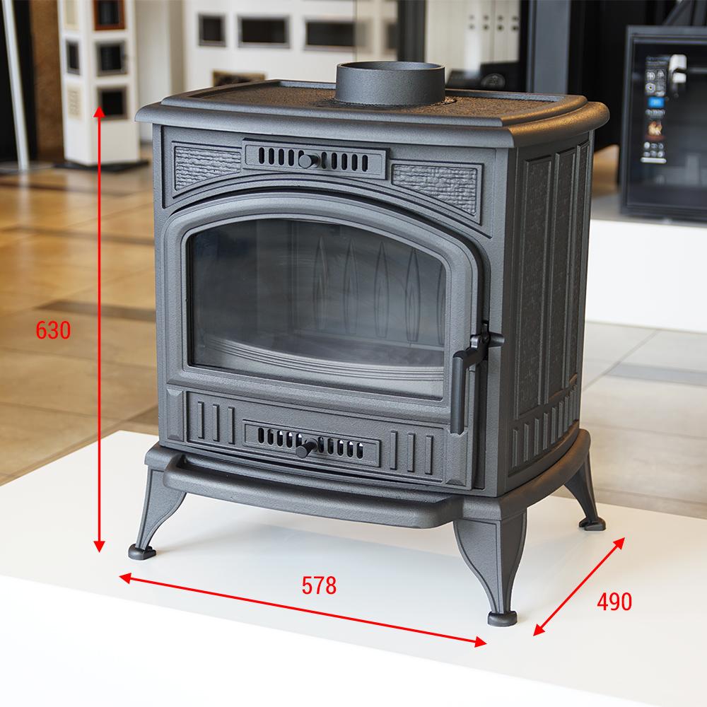 Wood Burning Cast Iron Stove KRATKI K6 Ø 130 8 kW with Accessories