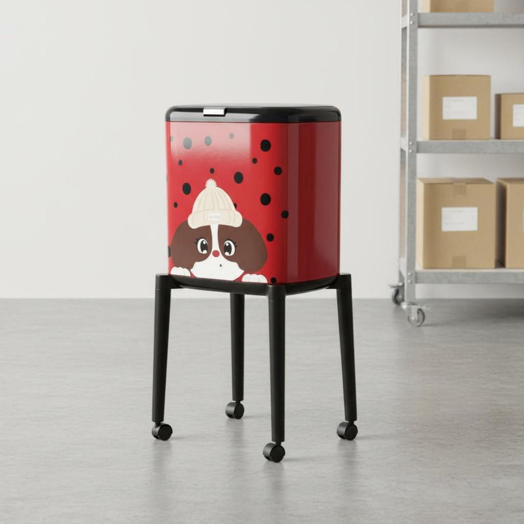 Push Lid Sweater Trash Can Leakproof Luxury Waste Container Mobile Tall