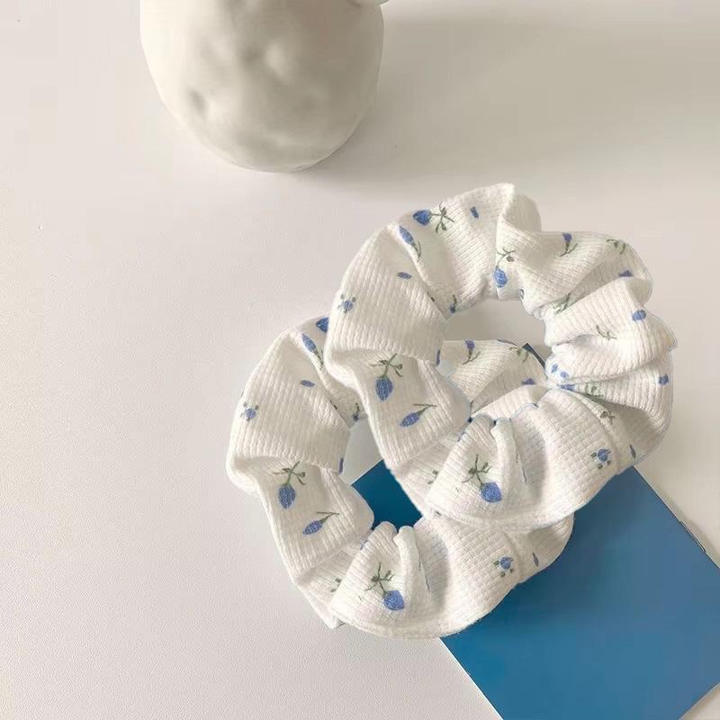 2PCS Cute and Sweet Printed Fabric Elastic Hair Rope Hair Hoop Hair Bundle Hair Accessories