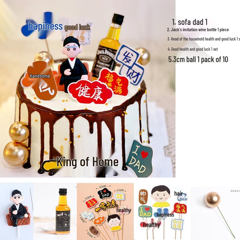 Father's Day Cake Topper: Healthy & Happy Birthday Dad Figurine