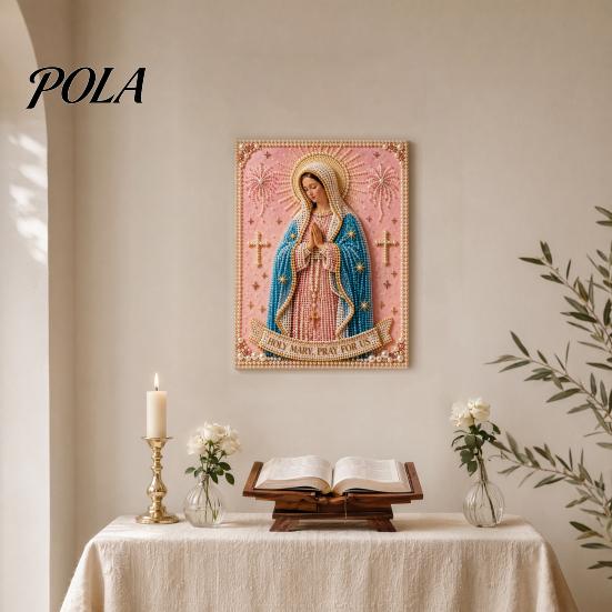 Kit Pittura Artistica Mary con Texture Perlescente 3D, Sacra Misericordia Gesù Fede Religiosa Kit Artigianale Fai da Te Finto per Adulti Principianti Decorazione Murale Cristiana