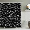Black White Silhouette Cat Shower Curtain Set For Bathroom Decor Modern Home Accents
