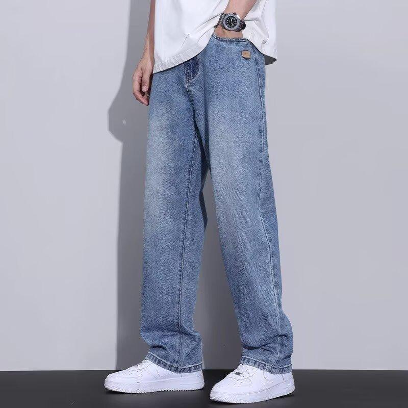 2025 Spring/Autumn Men’s American Retro Wide-Leg Straight Washed Jeans