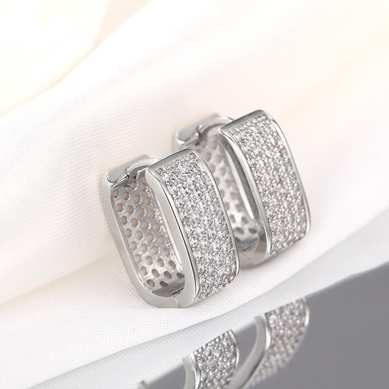 Cross border European and American high-end full diamond earrings with light luxury design and multi-color earrings accessories