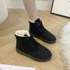 Autumn and Winter Students Snow Boots Women's Short Boots Short Thermal Boots Lace-up Flat Heel Cotton Shoes Direct Supply