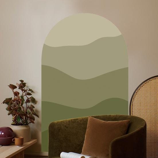 Wall Decal Boho Style Gradient Color Block Arch Removable Adhesive DIY PVC Home Indoor Wall Paper Sticker Household Supplies