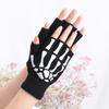 Neu Erwachsene Kinder Halloween Skelett Schädel Halb Finger Leucht Punk Handschuhe Winter