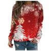 Christmas Decorations Pattern Women Red T-Shirts Autumn Winter Long Sleeve 3D Snowflakes Print