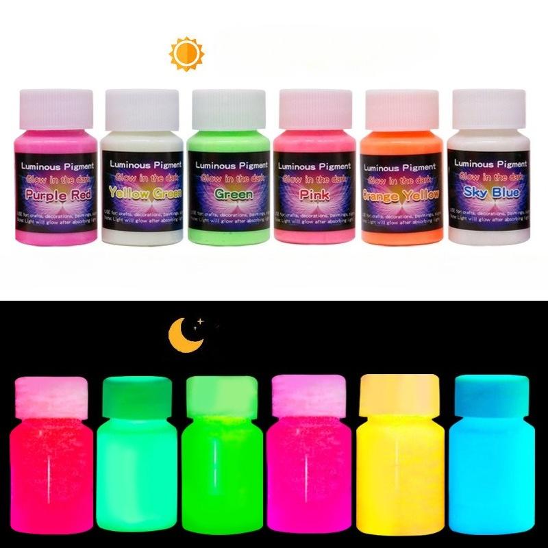 12 Farben 20/30g Hochglanz Wasserbasierte Leuchtfarbe Set für Kinder DIY Handbemalt Selbstleuchtende Kunst Fluoreszierende Farbe