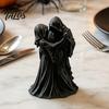 Halloween Party Tabletop Decor Dancing Grim Reaper Couple Figurine, 3D Printed Gothic Hooded Skeleton Creative Desk Accessories Statue, Dark Aesthetic