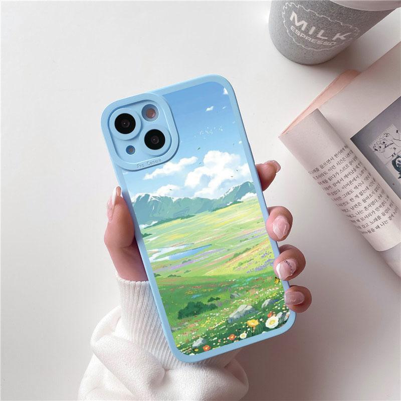 Field Flower Jungle Fresh Scenery Phone Case For iphone 14 11 12 13 Pro Max 7 8 Plus SE 2020 X XR XS Soft Silicone Cover Fundas