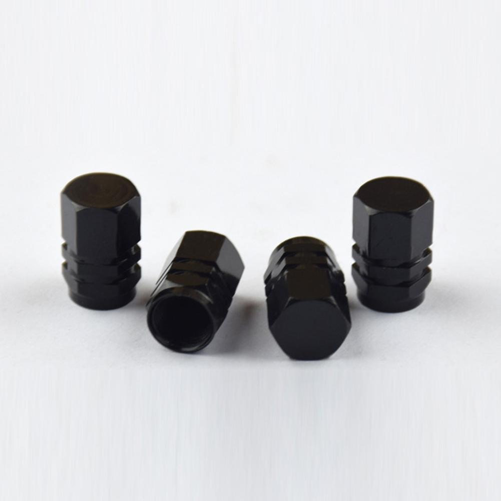 4pcs Tire Valve Air Valve Cap Black Aluminum Rims Stem Tyre Cover