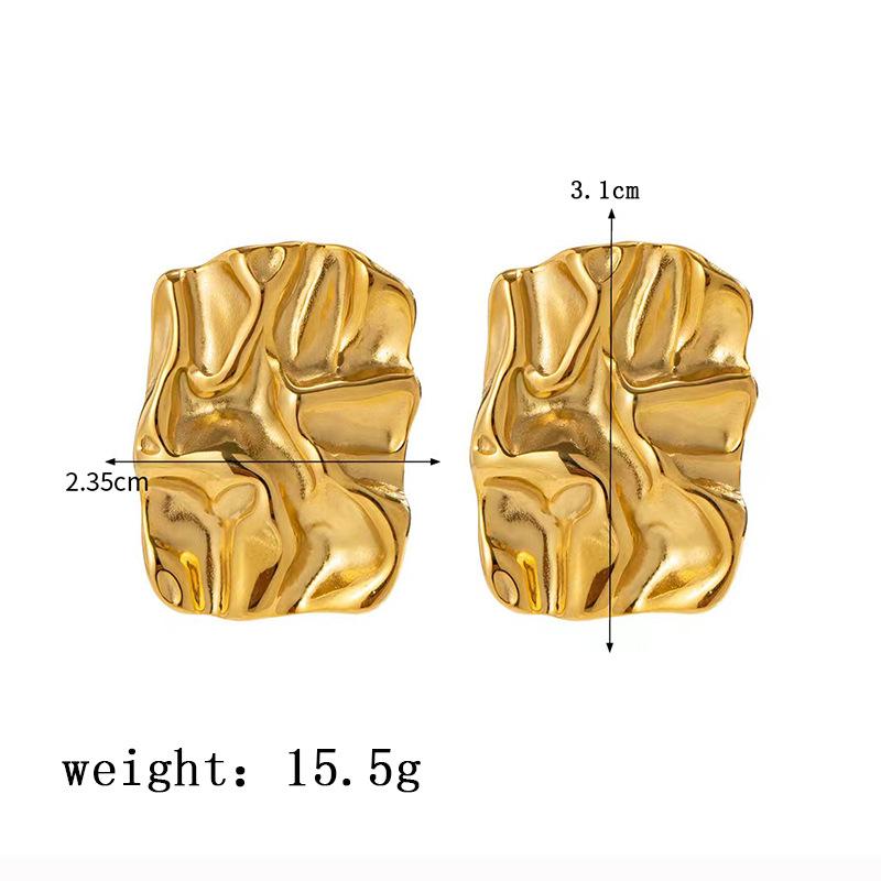 

New Stainless Steel Irregular Geometric Wrinkle Earrings Gold Color Rectangle Charm Elegant Party Daily Trendy for Women золотий