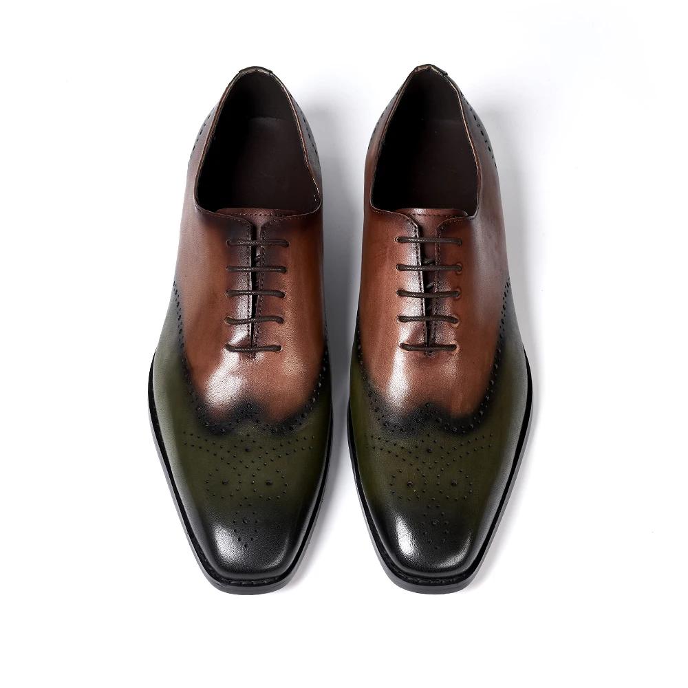 Fashion Handmade Men's Brogue Oxford Shoes Genuine Leather Lace-Up Wedding Party Dress Shoes Classic Wingtip Office Formal Footwear