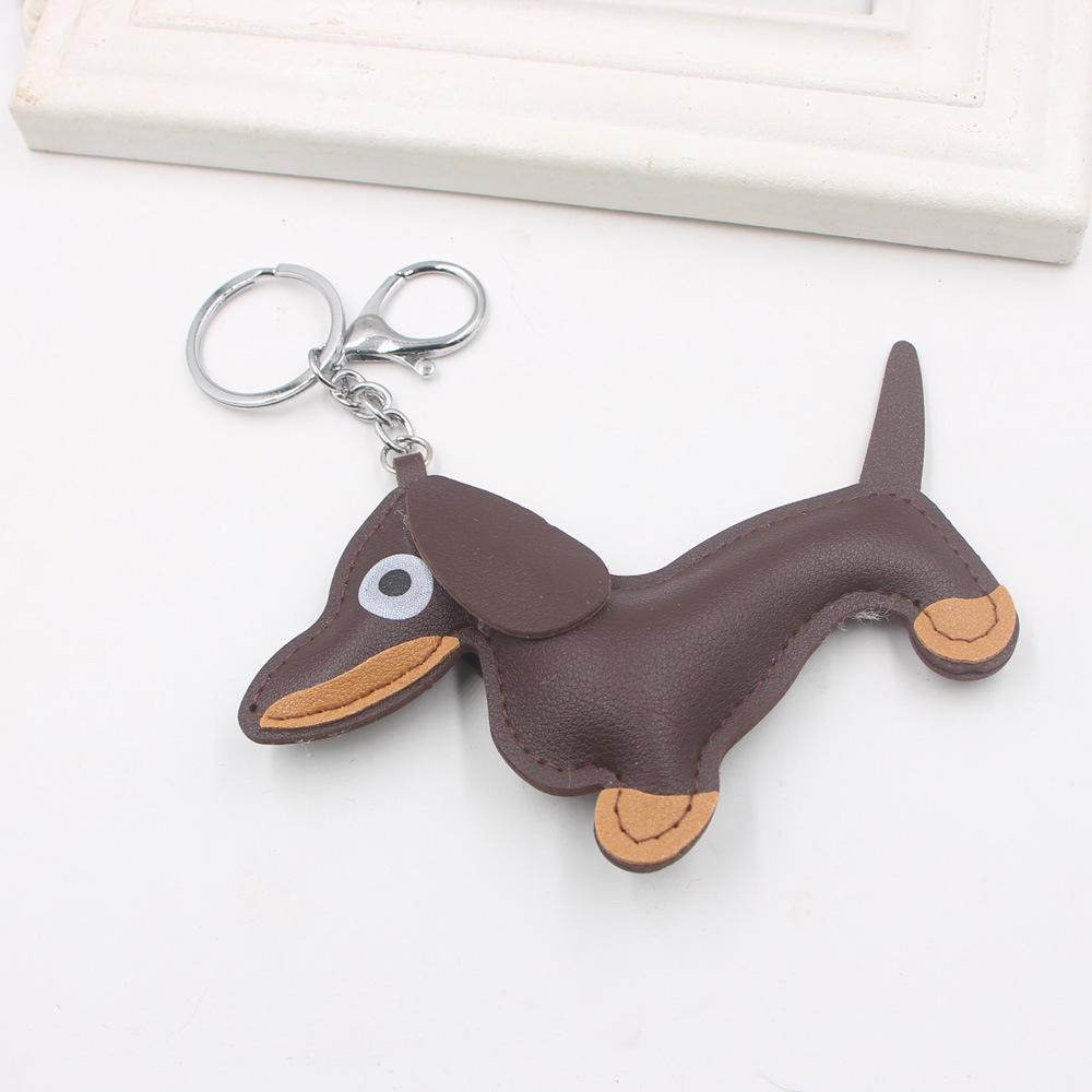 Dachshund Leather Keychain - Women's Puppy Pendant Accessory