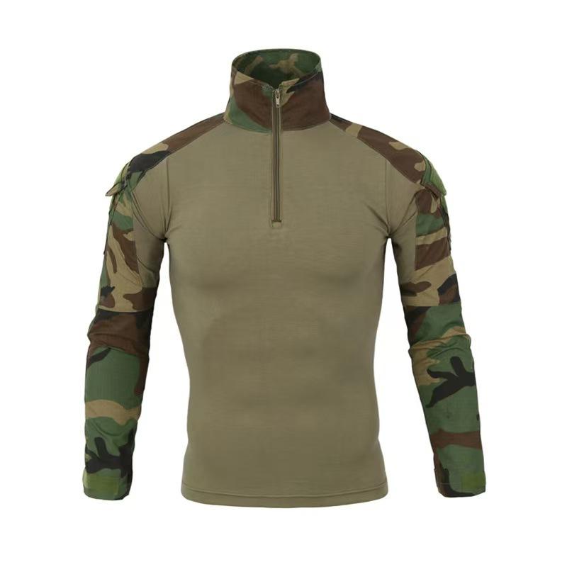 Outdoor Long Sleeve Tactical Shirts Combat Shirt Zipper Ripstop Cotton Wear-resisting Camo Airsoft T Shirts Men Clothing