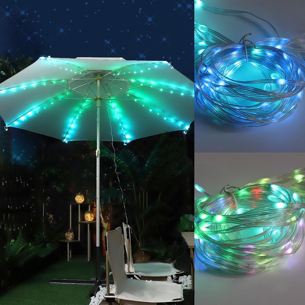 Luci LED per Ombrellone Luci Stringa LED in Pelle Decorazione Festiva Luci Colorate Luci Stringa per Tenda