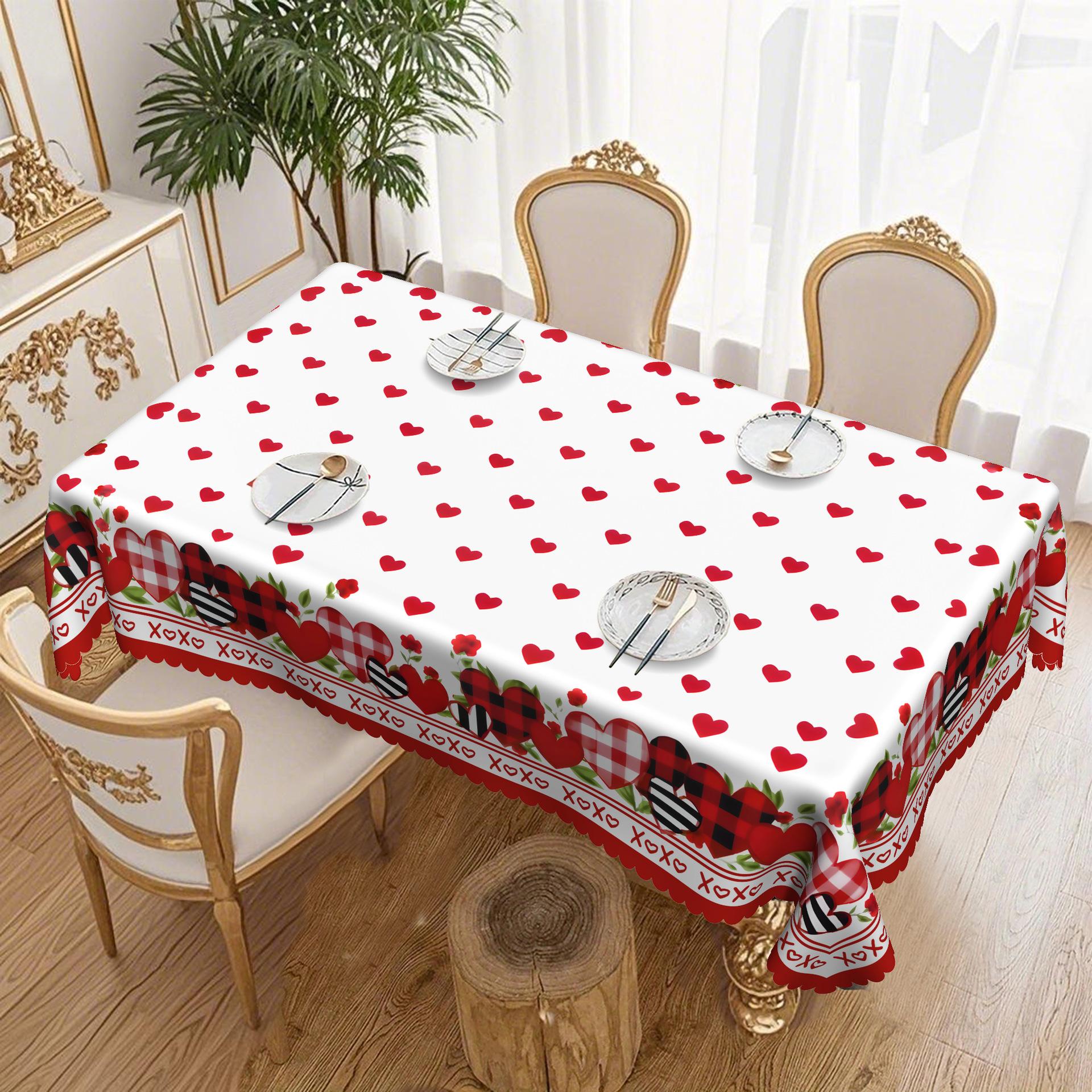 Красно-черная клетка  Любовь , Белая клетка  Цветы , Круглая скатерть, Домашняя скатерть, Декор для ресторана Round tablecloth-152x152cm