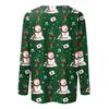 Women's Fashion Casual Long Sleeve Christmas Print Round Neck Pullover Top Blouse