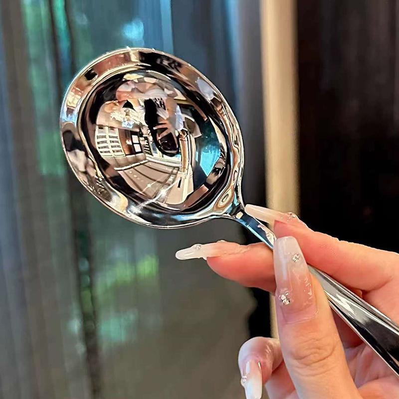 Edelstahl Rundlöffel Net Rot Golden Dinner Langer Griff Rühren Dessertlöffel Für Küchenzubehör Gadgets