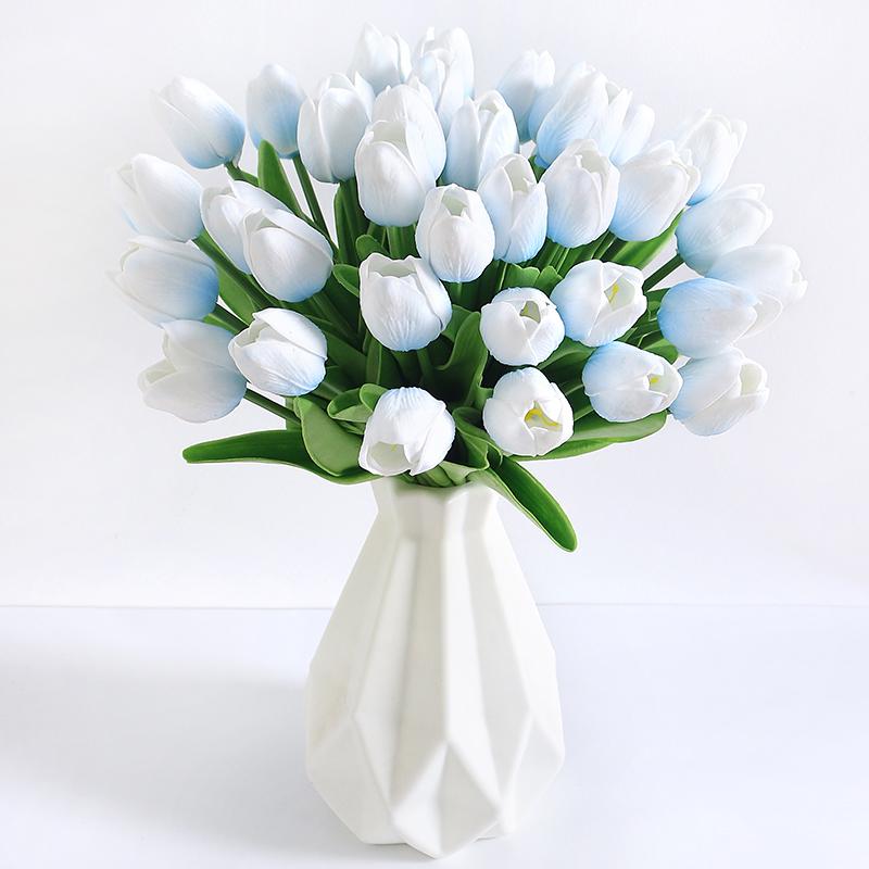 5/10/20Pcs Vibrant Multicolor 33cm Artificial Tulip Bouquet Real Touch Faux Flowers for Home Office Weddings Easter Decorations