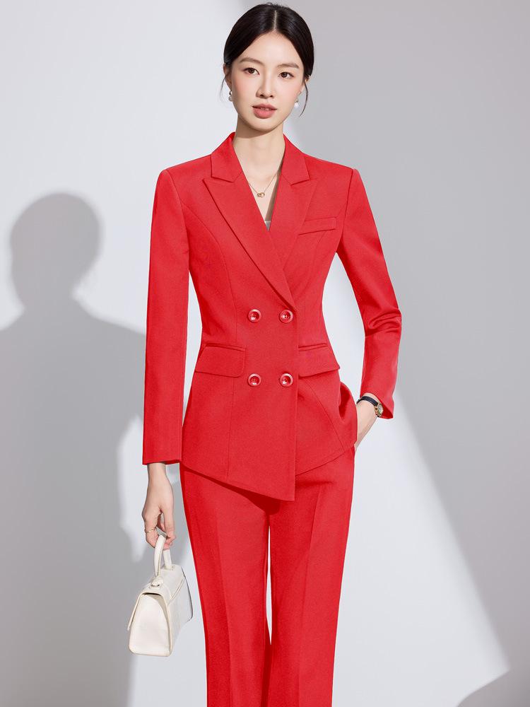 Damen High-End Weißes Anzugset für Herbst/Winter - Elegante Business-Formelle Kleidung