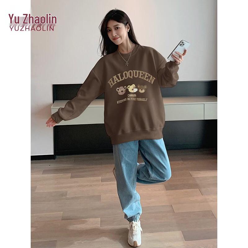 Yuzhaolin Women's Embroidered Bear Casual Sweatshirt