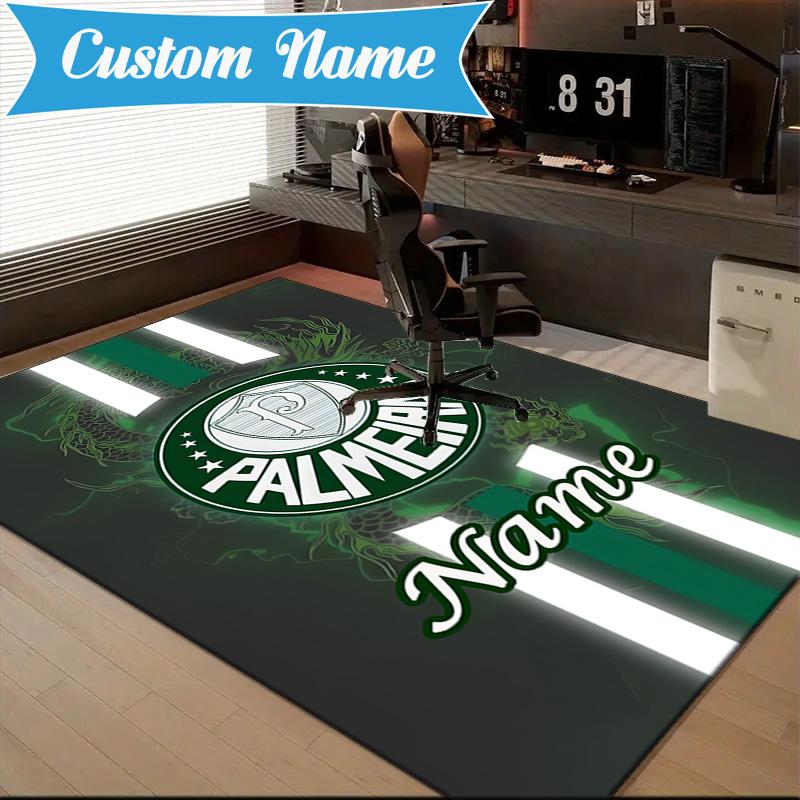 Custom Name Palmeiras Team Crest Rug Game Carpet, Floor Mat for Bedroom Living Room Entryway Rug, Home Decor Idea Gift for Christmas birthday