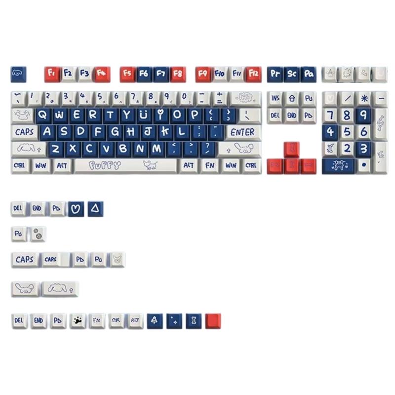 133Key Puppy Themed Keycap Original Profile PBT Dye Sublimation Keycap Set for Customs Mechanical Keyboards 1